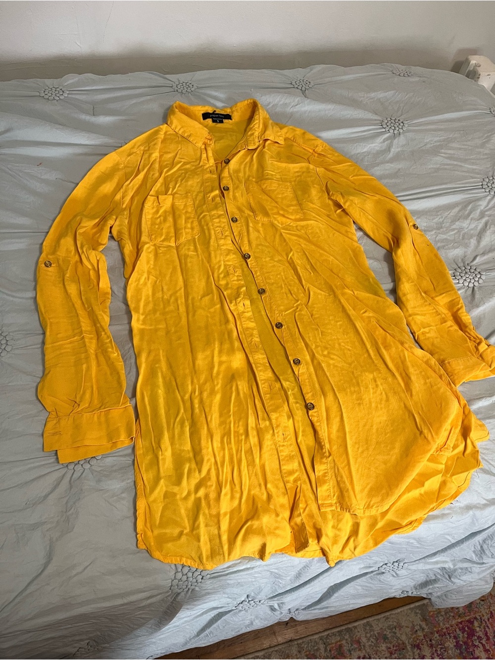 Women’s Long Sleeve Button-Up Shirt in Bright Yellow